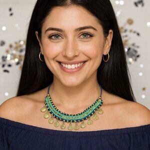 Handcrafted Indian Shell Charm Necklace Boho Chic Statement Artisan Jewelry